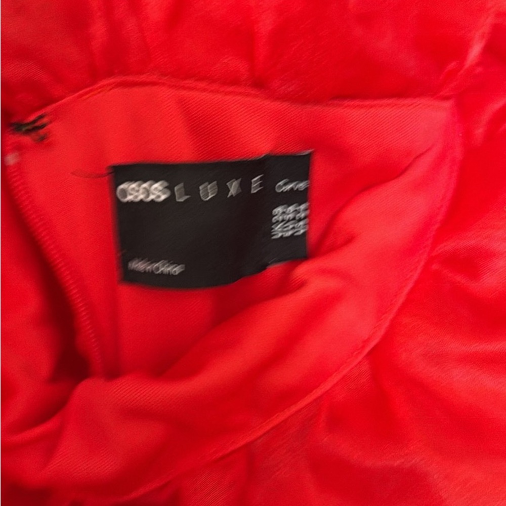 ASOS Curve Red Ruffle Side-Drape Prom Dress - Picture 3 of 4